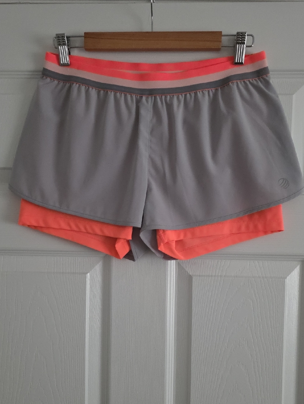 MPG Women's Gray and Coral Layered Athletic Shorts